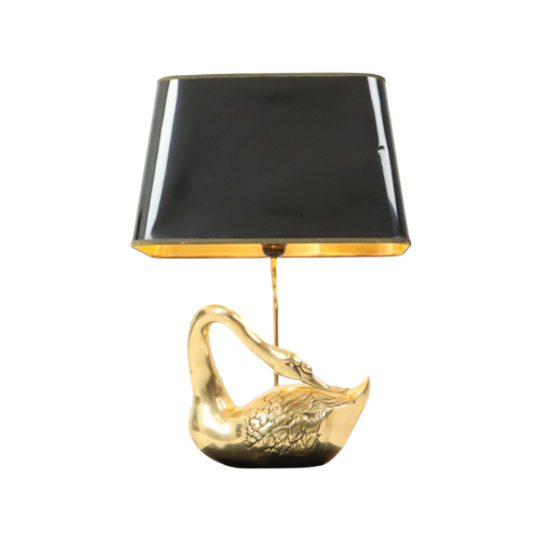 Grote Zwaan Lamp Hollywood Regency Tafellamp Regina Italy 58cm 1