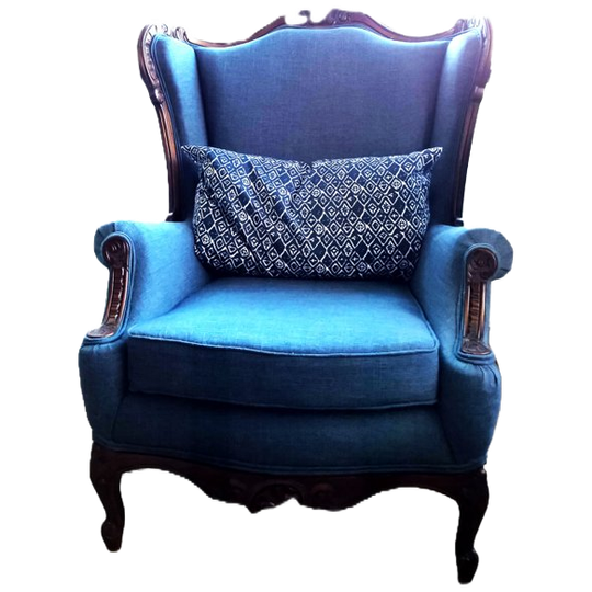 Blauwe Oorfauteuil - Origineel Gerenoveerd (zonder Kusssn) 1