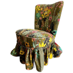 Vintge Gebloemde Cocktailstoel / Eenzit / Fauteuil thumbnail 1