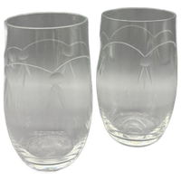 Set Antieke Waterglaasjes Kristal Geslepen 2 Stuks