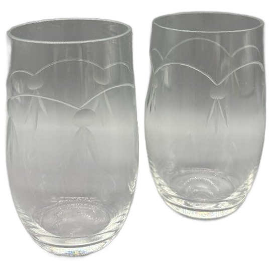 Set Antieke Waterglaasjes Kristal Geslepen 2 Stuks 1