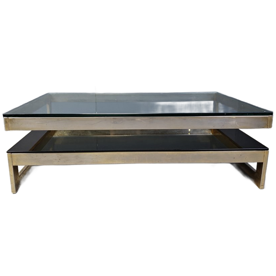 Vintage Two Tier Belgochrom 23kt Coffee Table, 1970s 1