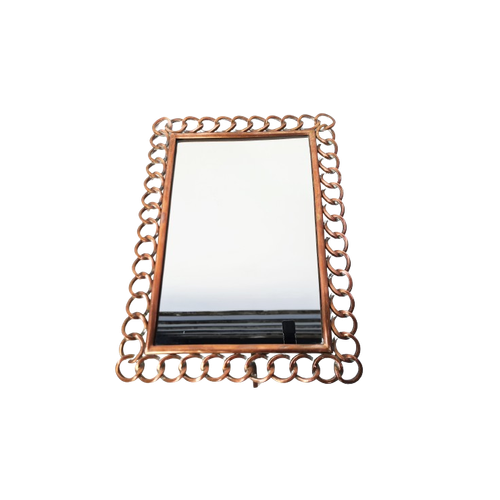 Red Copper Ring Table Mirror, 1930S