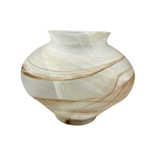 Beeldschone Vaas Gemarmerd Melkglas 1