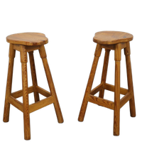 Pair Of Barstools In Pinewood, 1970s