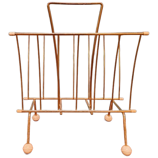 Vintage Lectuurrek Lectuurbak Krantenbak Messing-kleurige Metaal Tijdschriftenrek 1