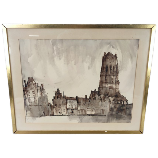 José Van Gucht - Aquarel - Veurne Markt 1