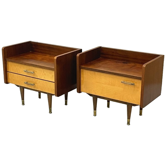 Set Duo-tone Vintage Nachtkastjes Mid-century Sixties 1