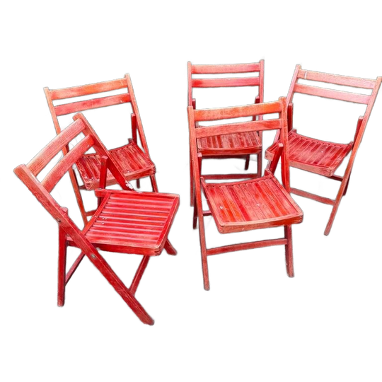 Klapstoelen Mid Century Rood, Set Van 5 1