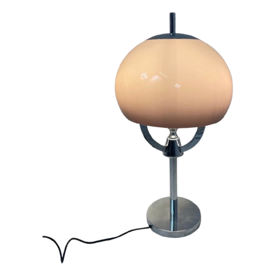 Mushroom Table Lamp - Pink Acrylic Shade - Chrome Base And Multiple Sockets 1