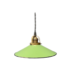 Groen Emaille Hanglamp Met Messing Armatuur thumbnail 1