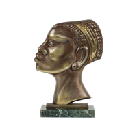 Art Deco Bronzen Sculptuur Afrikaanse Vrouw Groen Marmer Hagenauer