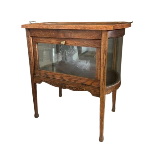 Antiek Theekastje Met Rond Glas! Zeer Uniek 1