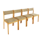 4X Vintage Danish Dining Chairs Stoelen Findahl Beige Eiken thumbnail 1