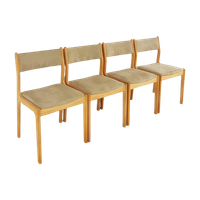 4X Vintage Danish Dining Chairs Stoelen Findahl Beige Eiken