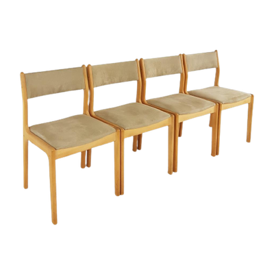 4X Vintage Danish Dining Chairs Stoelen Findahl Beige Eiken