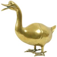 Grote Messing Eend Sculptuur Beeld Seventies 34Cm