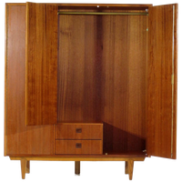 Vintage Mid Century 3-deurs Teak Kledingkast, 1960s