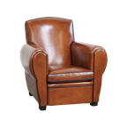 Zeer Mooie Design Fauteuil/ Armchair Gemaakt Van Eersteklas Schapenleer thumbnail 1