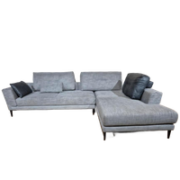 Montel Hampton Hoekbank - Grijs - Stof - Design - Bruin-leer