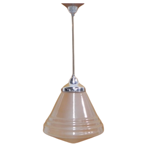 Art Deco Hanglamp Met Mat Glazen Kap