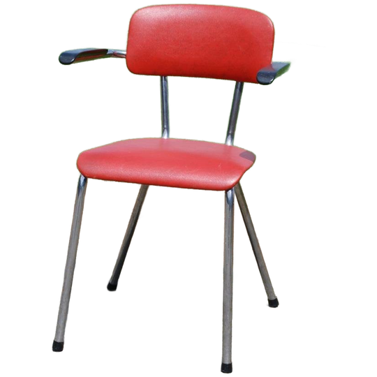Vintage Buisframestoel Met Armleuningen Rood 1