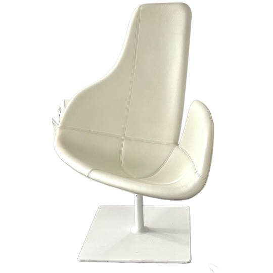 Moroso Fjord Relax Draaifauteuil Wit Leder, Witte Poot 1