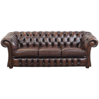 Luxe En Charmante 3-zits Rundleren Chesterfield Bank In Engelse Stijl