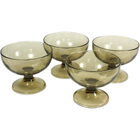 4 Vintage Dessert Glazen / Ijscoupes Rookglas