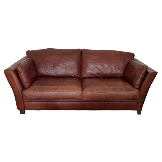 Cognac Kleurige 3 Zits Old Saddle Leren Bank. 1