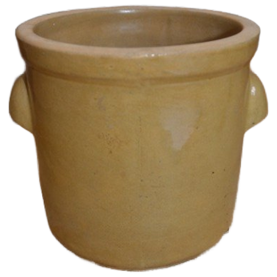 Vintage Aardenwerk Pot Met Oren – Geelbruine Glazuur, Decoratief Als Bloempot Of Vaas 1