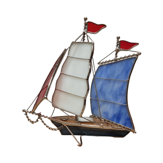 Vintage Glas In Lood Zeilboot 1
