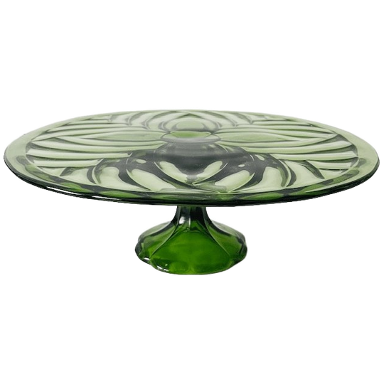 Art Deco Taartplateau Luxval Val St. Lambert Groen 1930’s 1