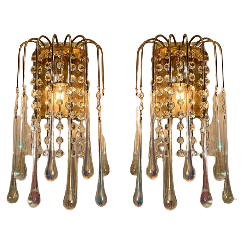 Set Van 2 Murano Opaline Teardrop Pegels