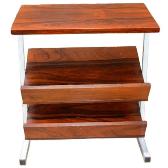 Retro Mid-century Lectuurtafel Met Teakhouten Blad En Metalen Frame 1
