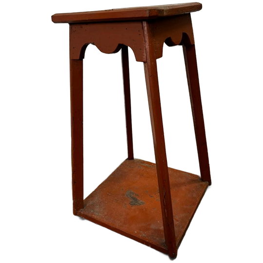 Vintage Oranje Houten Bijzettafel / Plantentafel / Kruk 1