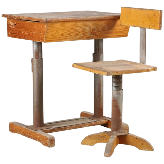 School Bench With Chair, Grythyttan, First Half Of The 20th Century 1