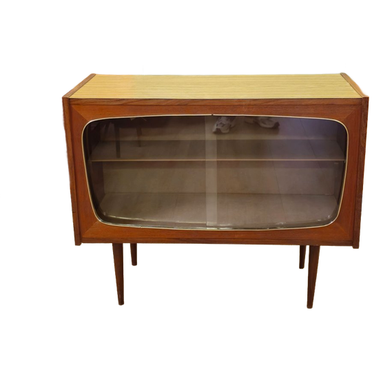 Vintage Vitrinekast Vitrine Kast Kastje Teak Fineer 1