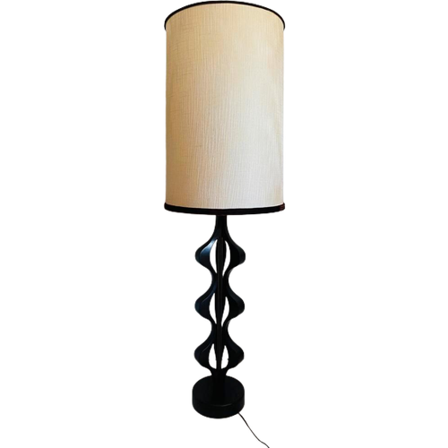 Vintage Midcentury Xl Tafellamp Vloerlamp Hout Jaren ‘60