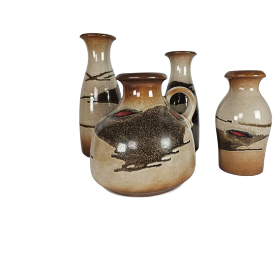 Scheurich Keramik West Germany - 4 Vazen - Model 293-30/493-21/231-15 - Fat Lava - 70's 1