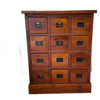 Teakhouten Ladenkast, Apothekerskast, Archiefkast Afm. 80x52cm En 101cm Hoog.