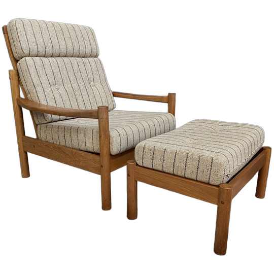 High Back Relax Chair With Hocker 1960S By Tarm Stole Denmark 1