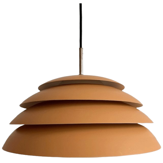 Mid-century Deens Design Schijven Hanglamp Okergeel Mat 1960’s 1