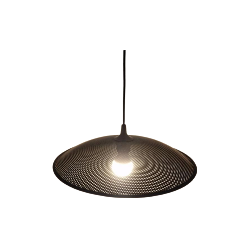 Postmoderne Vintage Geperforeerd Metaal Hanglamp Zwart