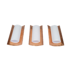 3 X Bankamp Leuchten Sconces / Wall Lights '80s White Glass / Glass With A Layer Of Copper. Wide thumbnail 1