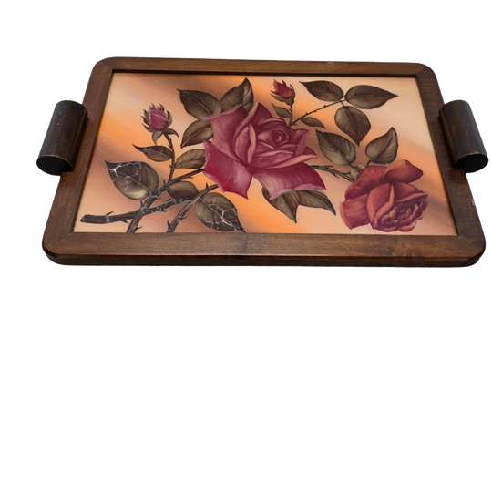 Frans Art Deco Dienblad Met Rozen, Circa Jaren 30 1