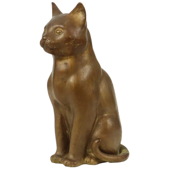 Vintage Katten Beeld Brons Sculptuur Poes Decoratief 24cm 1