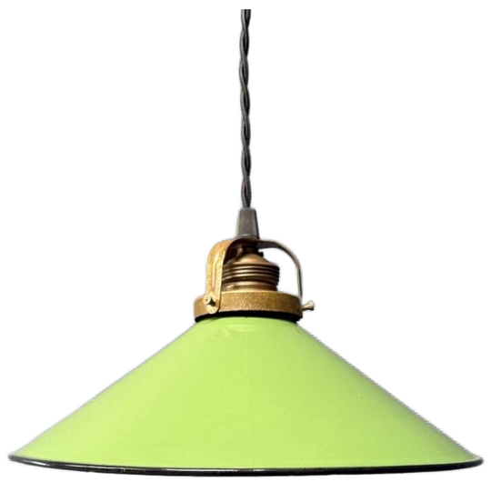 Groen Emaille Hanglamp Met Messing Armatuur 1