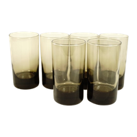Zes Vintage Rookglas Glazen Luminarc