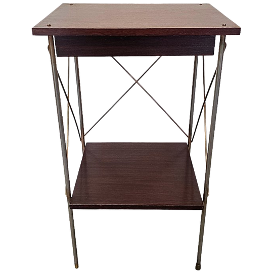Vintage Franse Bijzettafel Met Lade, Jaren 60 1